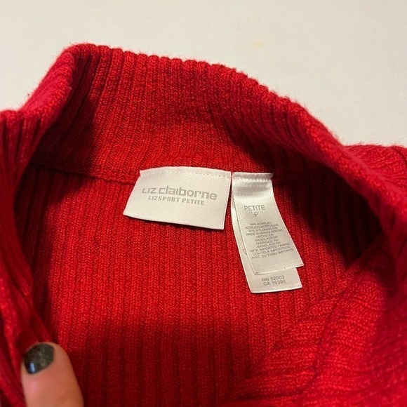 Liz Claiborne Lizsport Petite Red zip up sweater Petite P - Picture 4 of 11